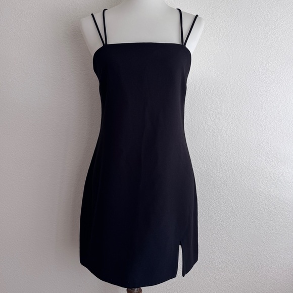 Zara Black Spaghetti Strap Mini Dress with side Slit size Small - Picture 3 of 9